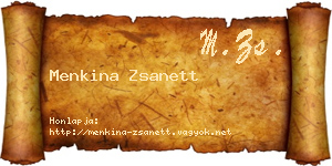 Menkina Zsanett névjegykártya